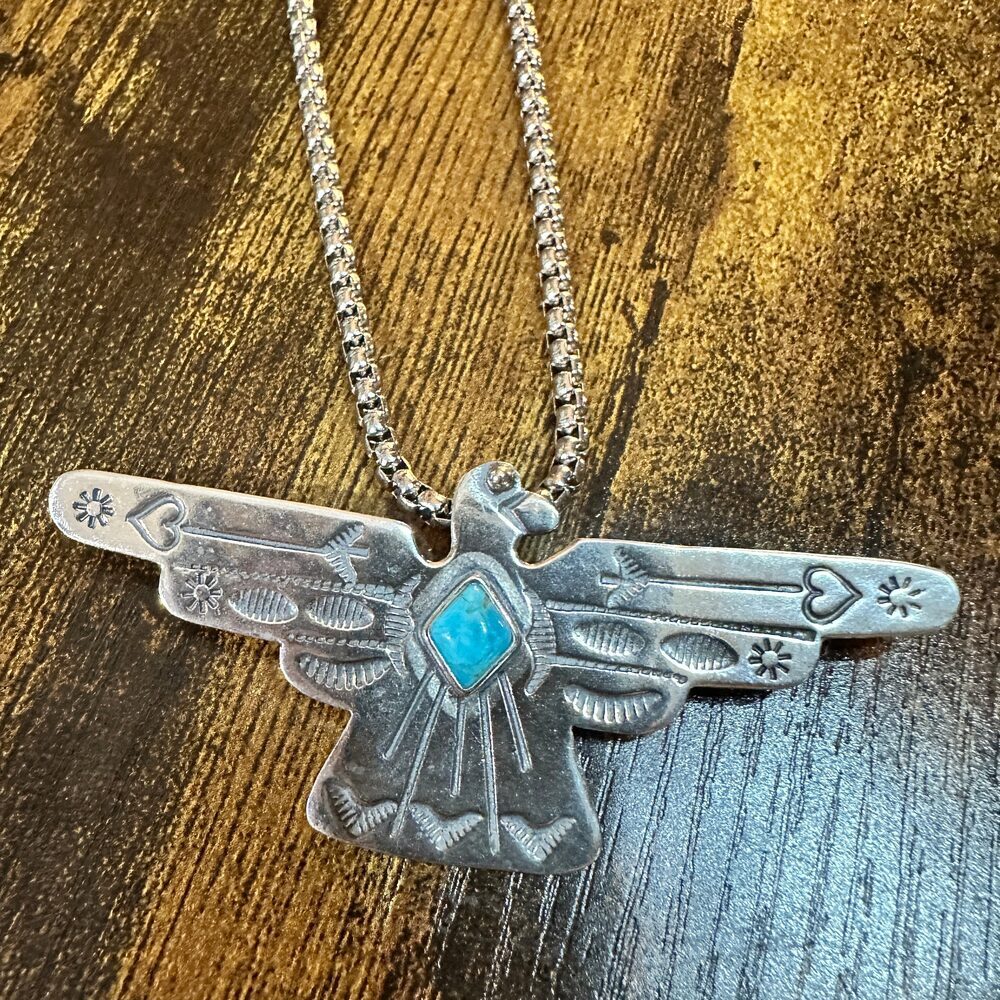 Native American Handcrafted Thunderbird Turquoise… - image 6